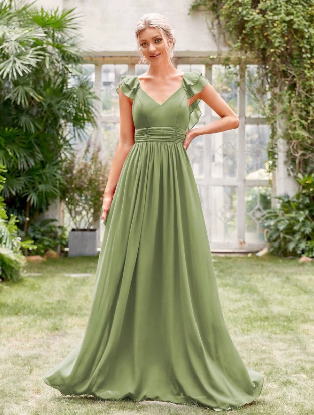 A Linie Chiffon Abendkleid Elisabet Festlich in Hell&nbsp;Grün