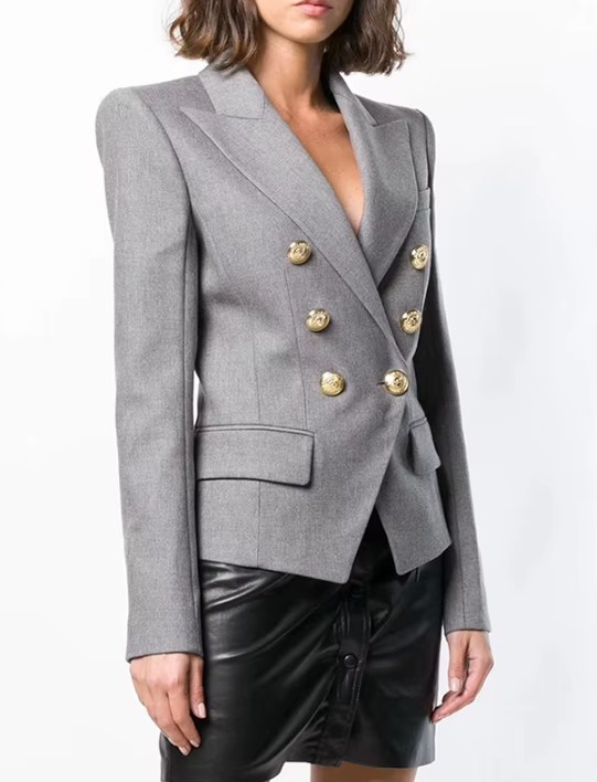 Damen Blazer Eika Elegant in Silber mit Gold Knöpfe