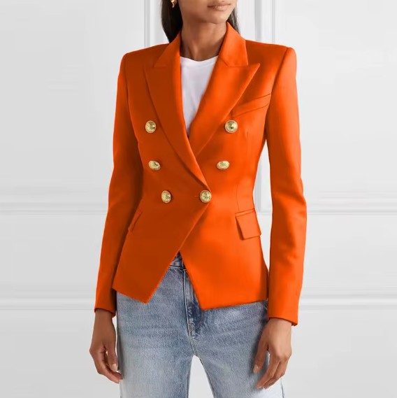 Damen Blazer Elele Elegant in Orange mit Gold&nbsp;Knöpfe