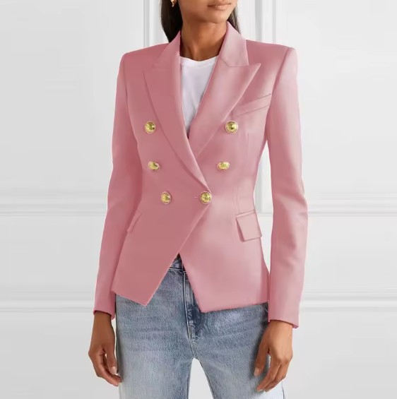 Damen Blazer Elele Elegant in Rosa mit Gold Knöpfe