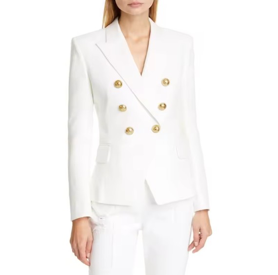 Damen Blazer Elele Elegant in Weiß mit Gold Knöpfe