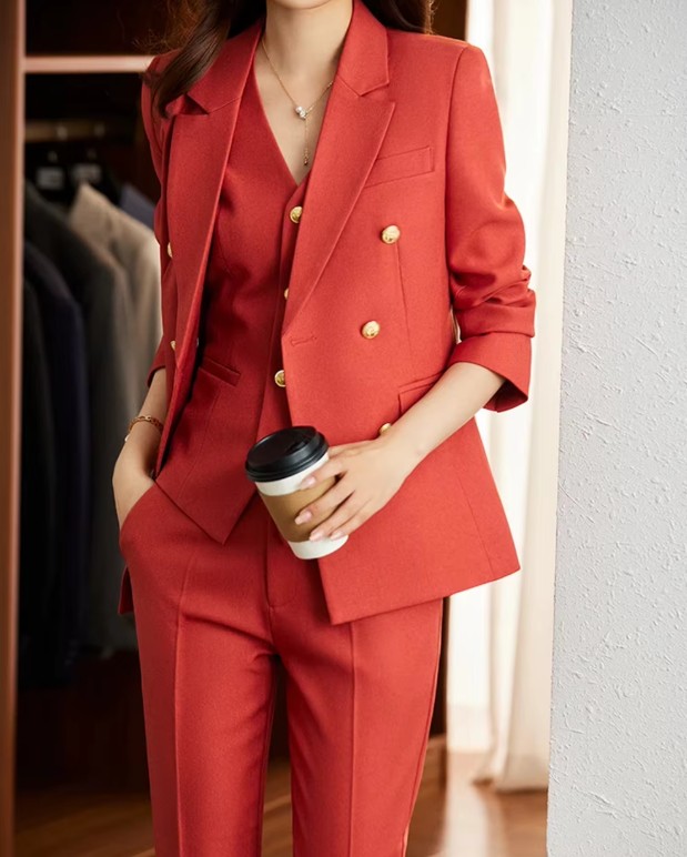 Damen Hosenanzug Eltje Dreiteilig Elegant in&nbsp;Rot