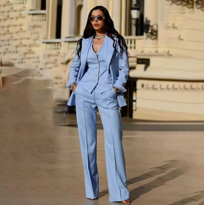 Damen Hosenanzug Sportlich Elegant Dreiteilig mit&nbsp;Weste