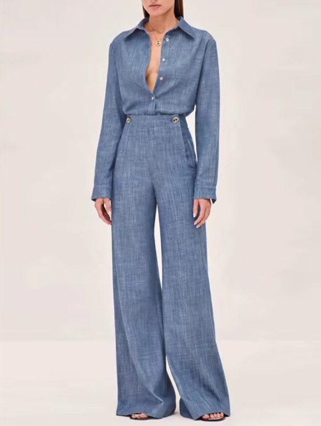 Damen Outfit Zweiteiler Sportlich Elegant in&nbsp;Blau