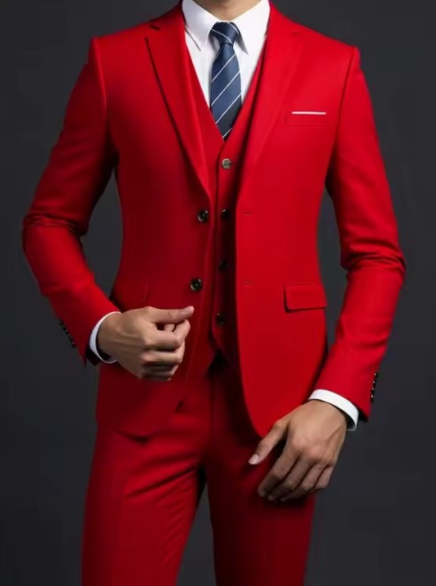 Hochzeitsanzug Bone für den Bräutigam Dreiteilig in&nbsp;Rot