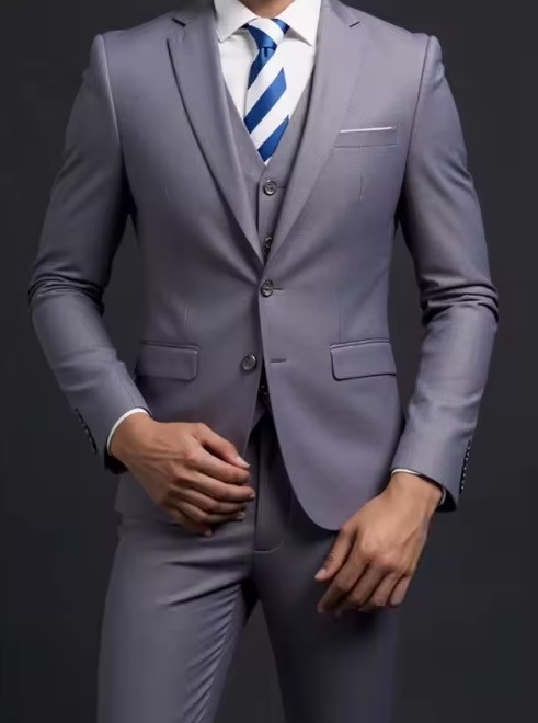 Hochzeitsanzug Bone für den Bräutigam Dreiteilig in&nbsp;Silber