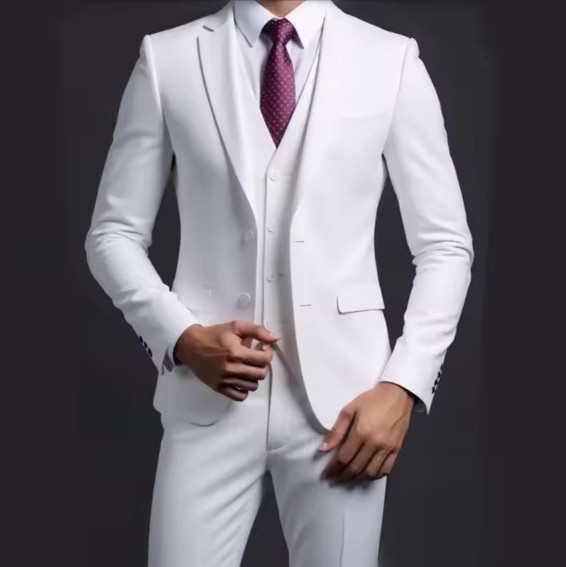 Hochzeitsanzug Bone für den Bräutigam Dreiteilig in&nbsp;Weiß