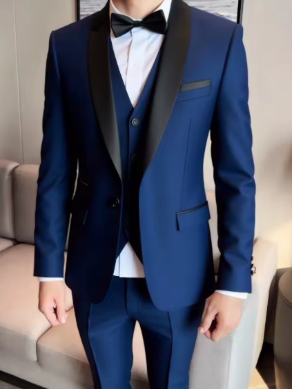 Hochzeitsanzug für den Bräutigam Benitio in Navyblau Dreiteilig&nbsp;Festlich