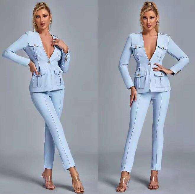 I Linie Damen Hosenanzug für Hochzeitsgäste in Himmelblau