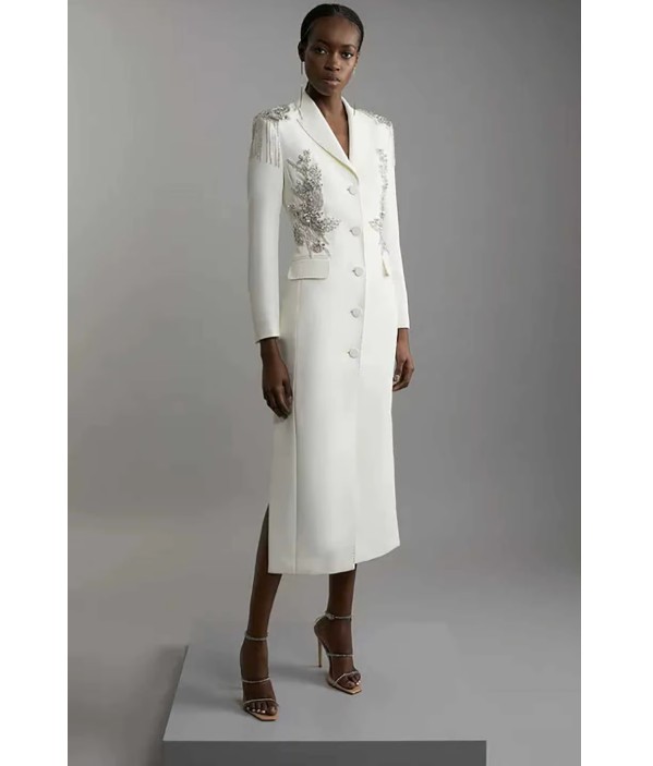 I Linie Langarm Blazer Kleid für die Braut mit Strass&nbsp;Stickereien