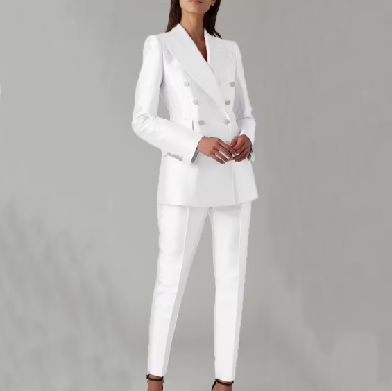 I Linie Satin Hosenanzug für die Braut Etienne in Weiß Standesamt&nbsp;Mode