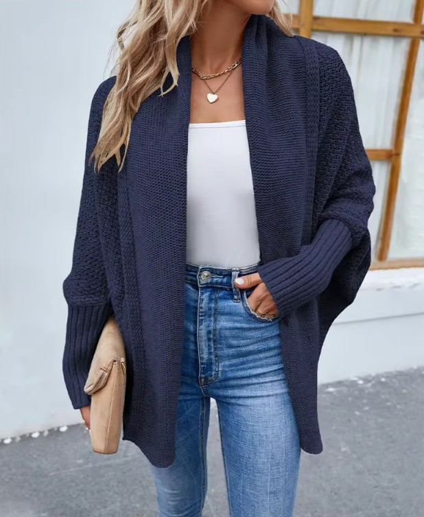 Langarm Damen Strickjacke Emmely in Marineblau