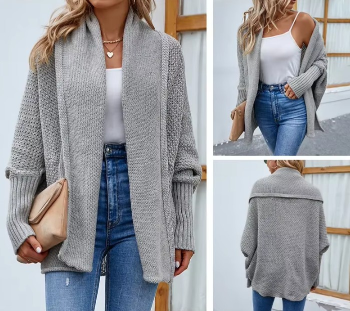 Langarm Damen Strickjacke Emmely in&nbsp;Silbergrau