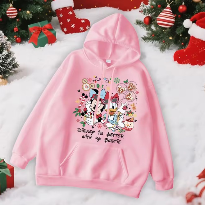 Minnie und Daisy Damen Weihnachtspullover in&nbsp;Rosa