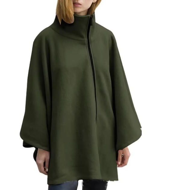 Poncho Style Zipper Pullover Cardigan Elisa in&nbsp;Grün