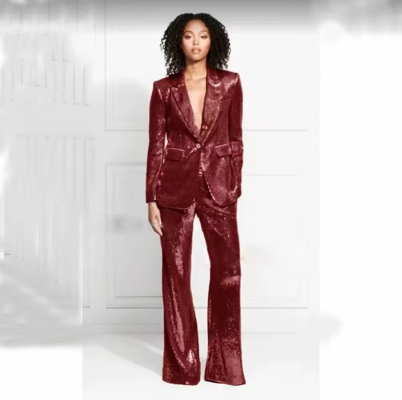 Schickes Pailletten Glitzer Hosenanzug Evina in&nbsp;Rot