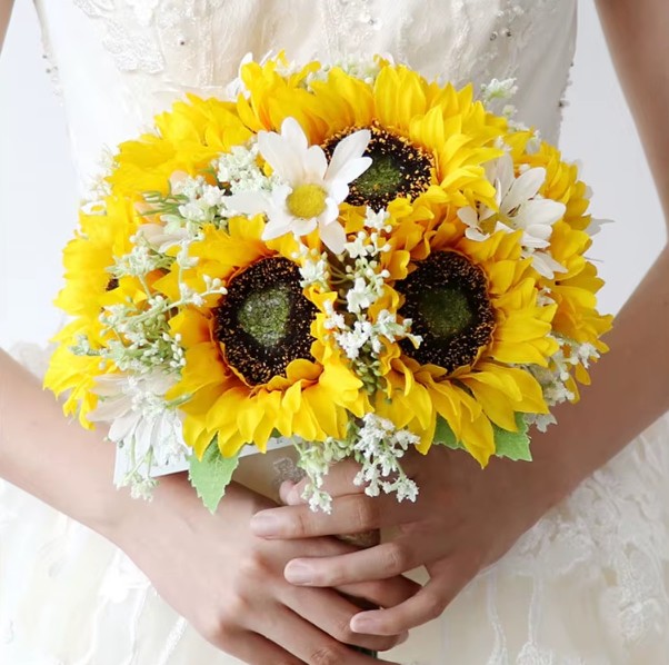 Sonnenblumen Brautstrauß Rund