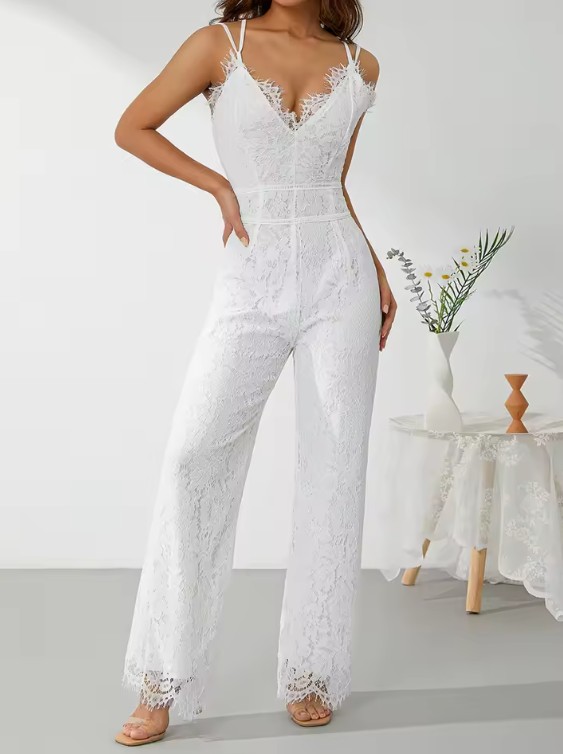 Spaghettiträger I Linie Standesamt Braut Overall Einteiler Braut Outfit&nbsp;Iolanthe