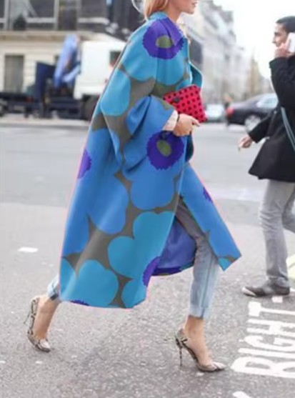 Streetwear Damen Herbst – Frühling Mantel Elanaz&nbsp;Blau