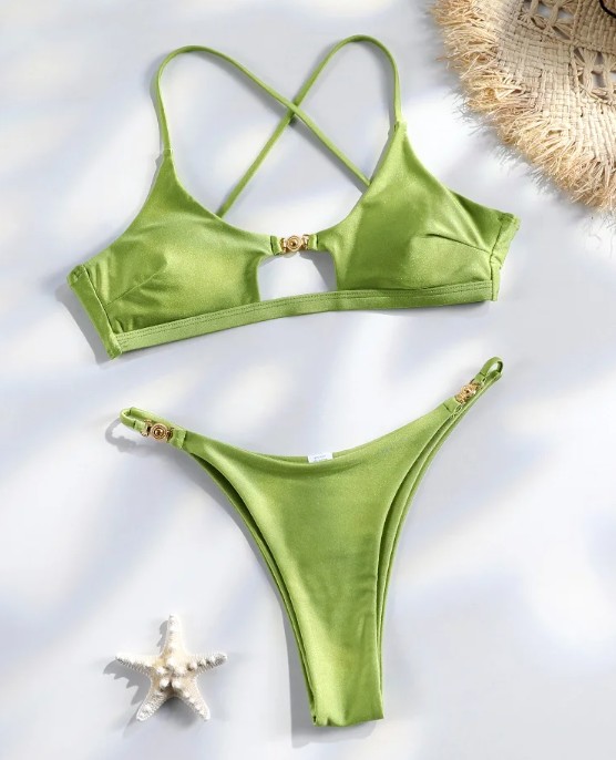 Triangle Bikini Svenja in Grün mit Hohe&nbsp;Taille