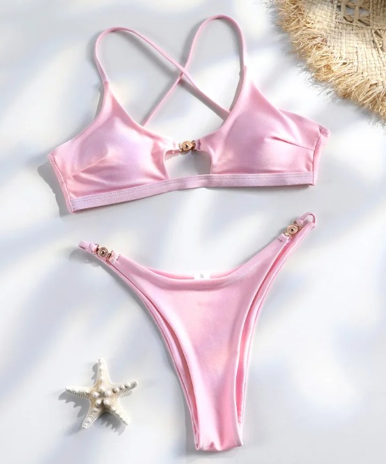 Triangle Bikini Svenja in Rosa mit Hohe&nbsp;Taille
