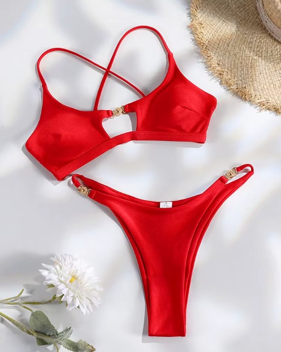 Triangle Bikini Svenja in Rot mit Hohe&nbsp;Taille
