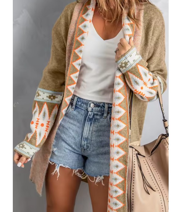 Vintage Strick Pullover Strickjacke Emily in Khaki