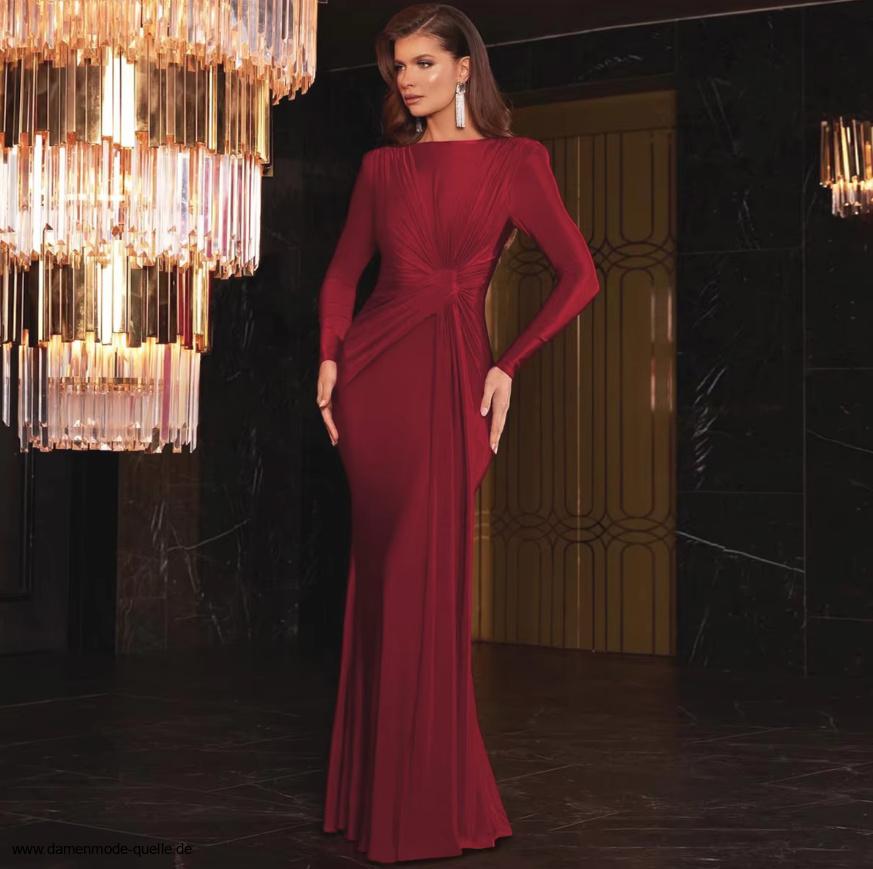 A Linie Langarm Abendkleid Elegant in Wickel Optik in&nbsp;Rot