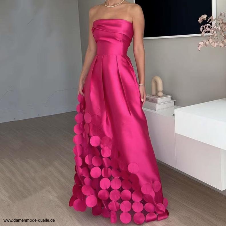 Schulterfreies A Linie Abendkleid Dilan in Pink&nbsp;Bodenlang