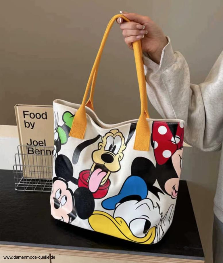 Große Disney Mickey Pluto Cartoon Leinen Damen Tasche&nbsp;Gelb