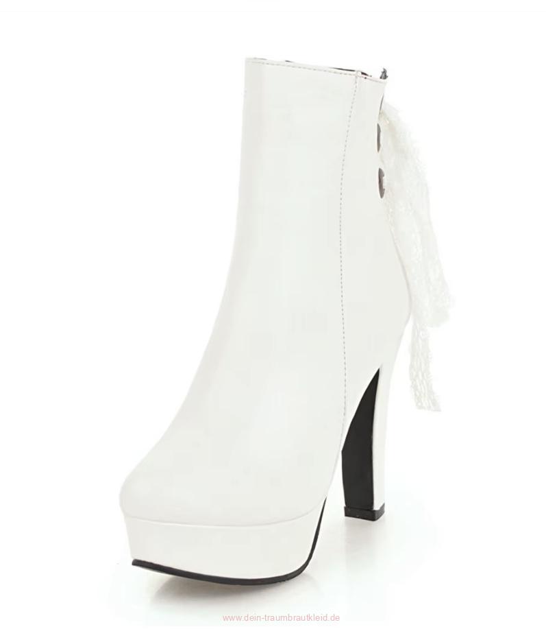 Braut Booties Hochzeitsschuhe Elani in Weiß mit&nbsp;Spitze