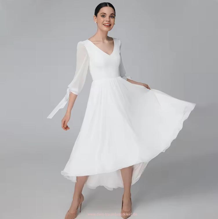 A Linie Langarm Chiffon Standesamtkleid Eloise&nbsp;Wadenlang
