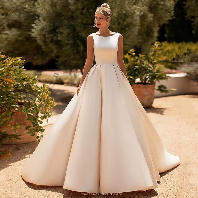 A Linie Satin Brautkleid Cariba Klassisch mit Spitze am&nbsp;Rücken