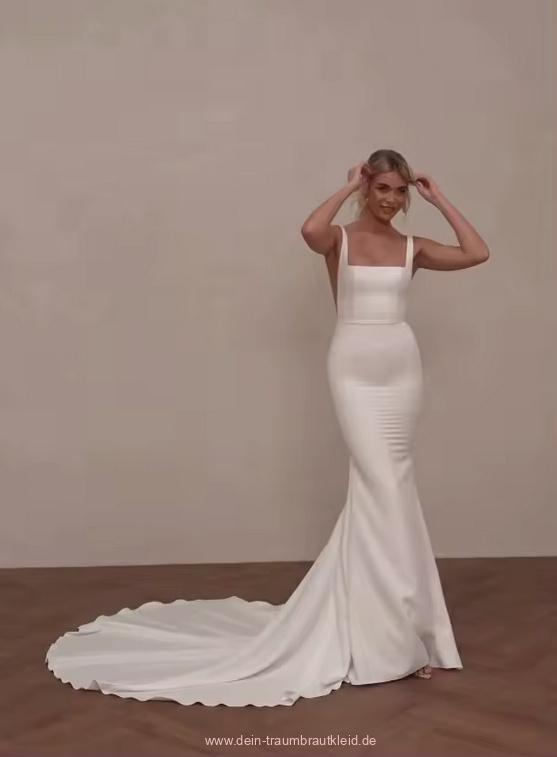 Satin Meerjungfrau Brautkleid Dani mit Schleppe und Rücken&nbsp;Ausschnitt