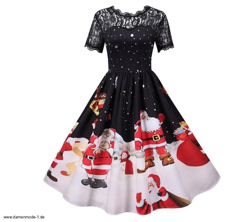 Vintage Style Rockabilly Weihnachtskleid Catherine Knielang mit&nbsp;Ärmel