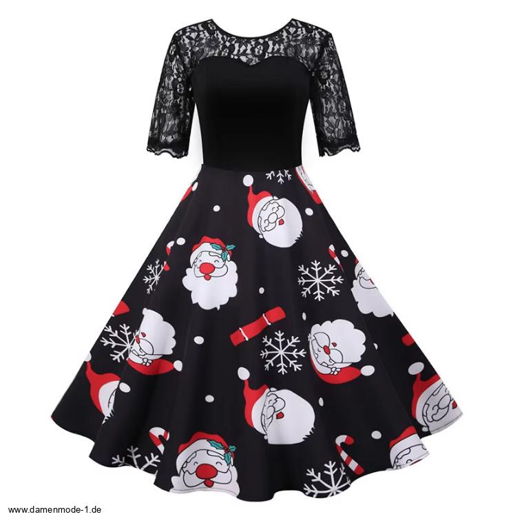Vintage Style Rockabilly Weihnachtskleid Caecilia Knielang mit&nbsp;Ärmel
