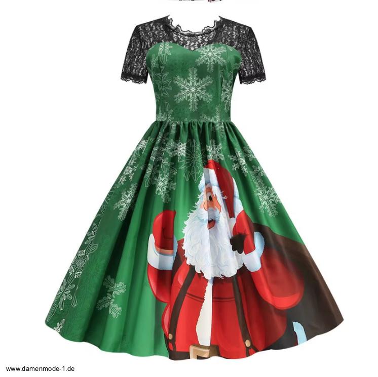 Vintage Style Rockabilly Weihnachtskleid Cathleen Knielang mit&nbsp;Ärmel