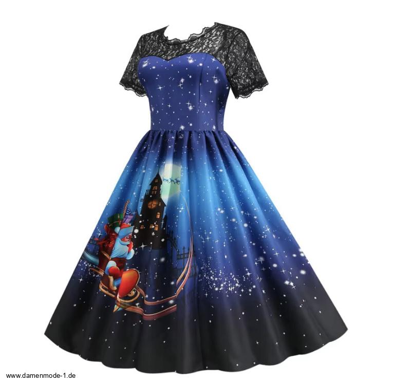 Vintage Style Rockabilly Weihnachtskleid Chalyse Knielang mit&nbsp;Ärmel