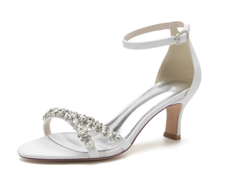 Glitzer Brautsandalen Brautschuhe Dominique mit&nbsp;Knöchelriemen