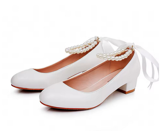 Braut Pumps 2025 Devi Hochzeitsschuhe mit Perlen&nbsp;Kette