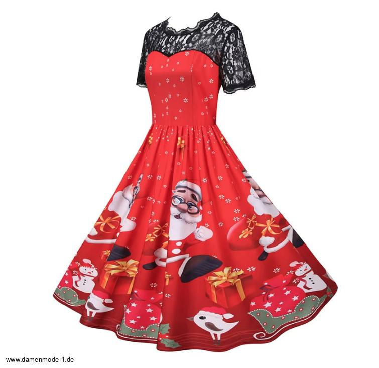 Vintage Style Rockabilly Weihnachtskleid Chadia Knielang mit&nbsp;Ärmel