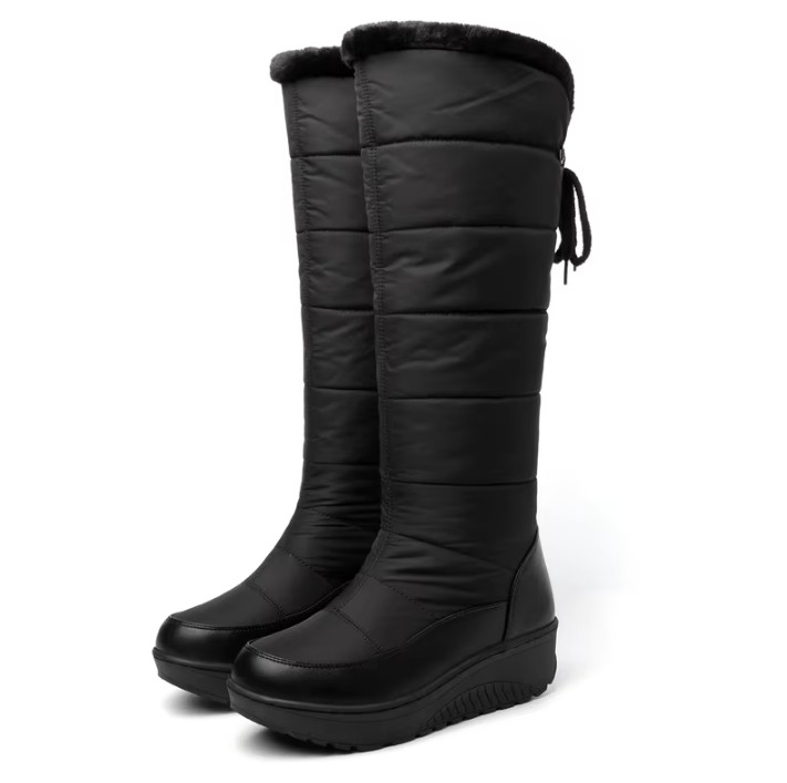 Warme Schneestiefeln in Schwarz Wasserdicht Kniehoch bis Gr43