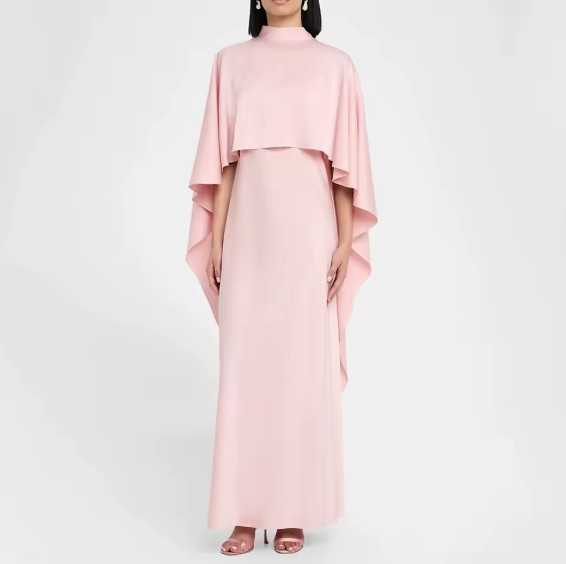 A Linie Abendkleid Elisabetta mit Umhang Knöchellang in&nbsp;Rosa