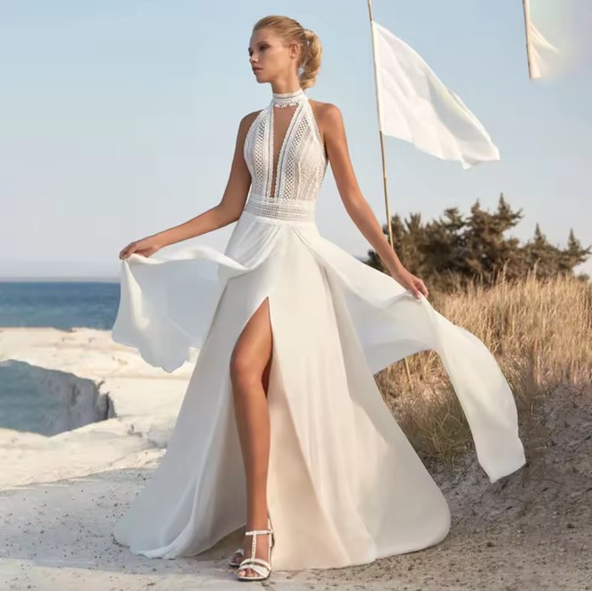 A Linie Boho Brautkleid Jella mit Sexy Rückenausschnitt