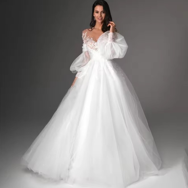 A Linie Brautkleid Emma mit Tüll und&nbsp;Spitze