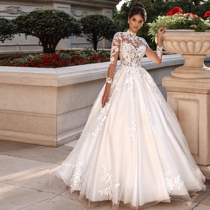 A Linie Prinzessin Brautkleid Eva mit Tattoo Spitze&nbsp;Klassisch