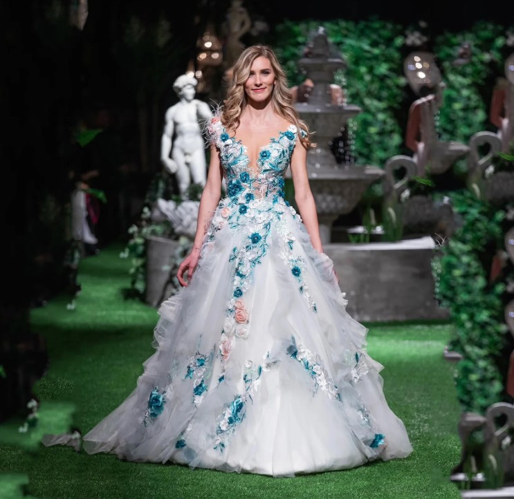 Ärmelloses A-Linie Brautkleid Josy mit Blaue&nbsp;Blumen