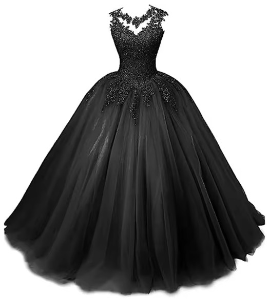 Ärmelloses Ballkleid Estefania mit Spitze und Illusion Ausschnitt in&nbsp;Schwarz