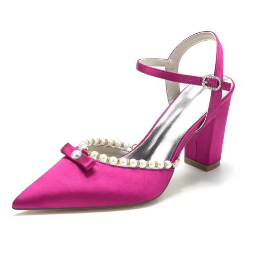 Blockabsatz Satin Perlen Brautschuhe Elna&nbsp;Pink