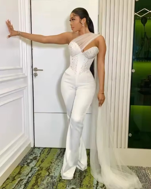Braut Hochzeits Overall Jumpsuit mit Korsett Schnürung und&nbsp;Strass